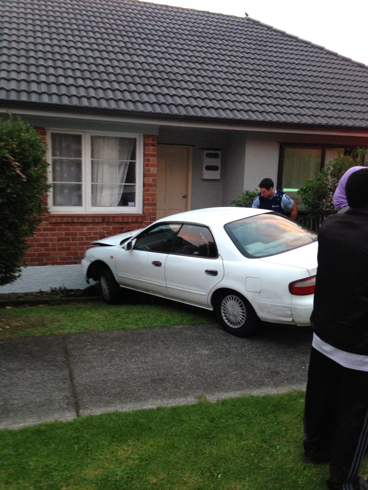 Derrick Jackson was greeted by a car when he opened his door. Photo / Jesse Bourke-Jackson